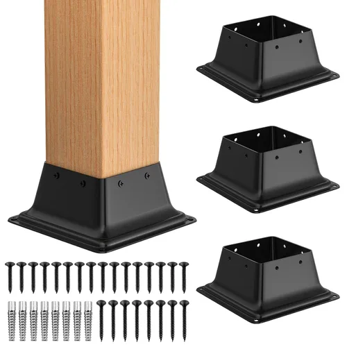 Miniatura 9 de FMhotu 4x4 Base de poste 2 piezas, soporte de poste de acero recubierto en polvo resistente de 3.6"x3.6" interno, adecuado para poste de madera