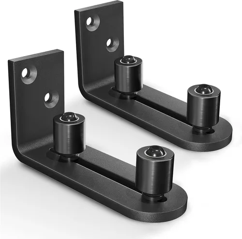 EaseLife - Juego de 2 guías de suelo para puerta de granero, 2 opciones de montaje, sistema de montaje en pared, rodillo de rodamientos de bolas