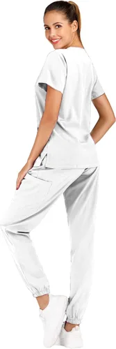 Miniatura 2 de Minty Mint Women's Scrub Set Fit Lightweight Durable V Neck Top Slim Skinny Cargo Scrub Jogger Pant