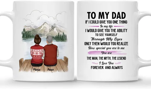 Miniatura 8 de Gossby Taza personalizada (3 hijas) Thank You Dad For Everything, taza personalizada para papá, de regalo, día del padre, cumpleaños, 11 onzas, 15 3