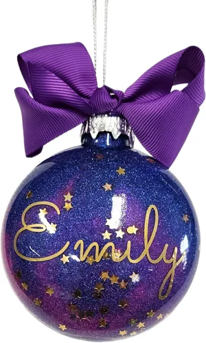 Miniatura 12 de Adorno de Navidad personalizado relleno de purpurina hecho a medida, regalo ideal para fiesta de intercambio de regalos de oficina (Aqua)