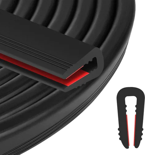 Miniatura 19 de ToLanbbt Canal en U de borde de goma, protector de borde de chapa autoadhesiva de 1/2 pulgada, tira de sellado EPDM para puertas de automóvil