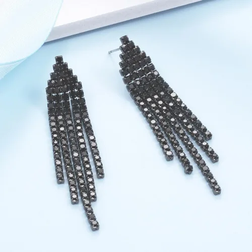 Miniatura 2 de SELOVO - Aretes colgantes de fleco de candelabro con cristales austriacos transparentes