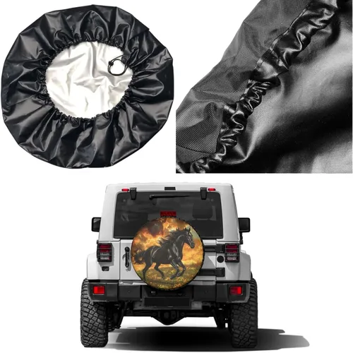 Miniatura 5 de Cubierta de neumático de repuesto con estampado de caballo 3D, impermeable y a prueba de polvo, para remolque, RV, SUV y muchos vehículos de 14
