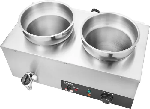 Miniatura 10 de VEVOR Calentador de Sopa Eléctrico, Olla Redonda Doble de Acero Inoxidable de 7.4QT Temperatura Ajustable 86~185°F, Bain Marie Comercial de 1200W