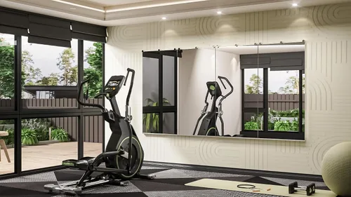 Miniatura 2 de Keonjinn Espejo de gimnasio en casa, 48 x 24 pulgadas x 2 piezas, espejo de ejercicio grande, espejos de cuerpo completo sin marco, vidrio templado