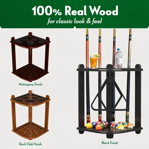 Miniatura 3 de Soporte para Palos de Billar - Solo Rack para Tacos - Soporte de Madera con Capacidad para 8/10 Palos de Billar, un Juego Completo de Bolas e