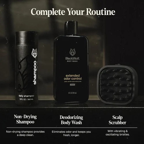 Miniatura 7 de Black Wolf Acondicionador diario, 12 onzas líquidas, acondicionador de cabello de grado de salón para hombres, suaviza, desenreda y bloquea