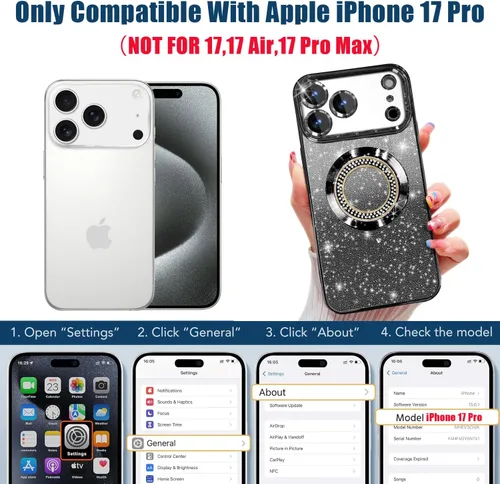 Miniatura 305 de Misscase Funda magnética con purpurina para iPhone 11 compatible con MagSafe, protección completa, delgada, a prueba de golpes, antiarañazos