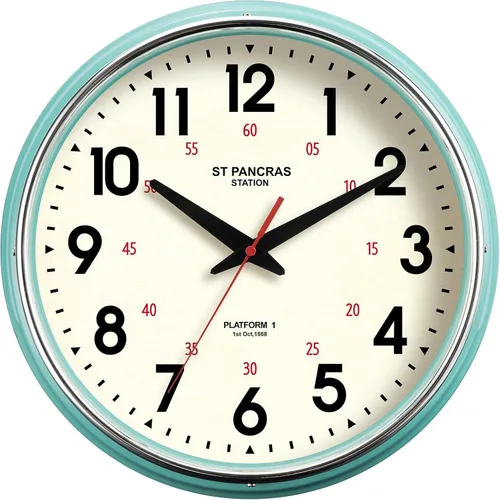 Miniatura 2 de Reloj de pared de metal de 12.4 pulgadas, relojes de pared vintage retro, estilo campestre, silencioso, sin tictac, fácil de leer para sala de Verde