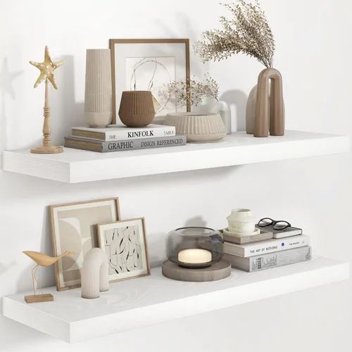 Miniatura 10 de Fun Memories Estantes flotantes de 48 pulgadas, estantes de pared de 9.3 pulgadas de profundidad para baño, sala de estar, dormitorio, cocina