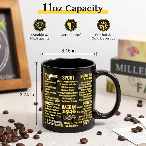Miniatura 2 de LEJIAJINW Regalos de 80 cumpleaños para hombres y mujeres – Regalos para mujer de 80 años de edad, regalo de cumpleaños 80 para él – Taza de café