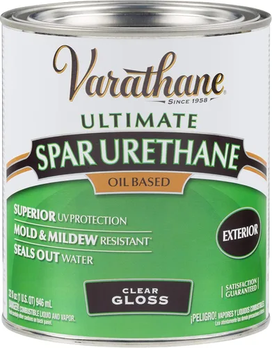 Varathane 242180H Classic Clear Oil Based Outdoor Spar 275 Voc Uretano, cuarto de galón, acabado brillante