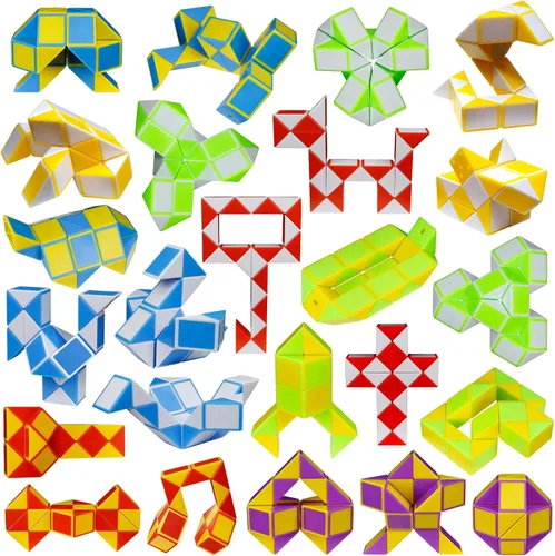Miniatura 9 de Paquete de 12 cubos de 24 bloques de mini cubo de serpiente, cubos de rompecabezas mágicos de velocidad para niños, rellenos de bolsas de fiesta
