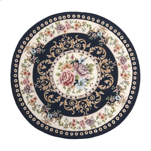 Miniatura 12 de Alfombra redonda floral de 2.6 pies, clásica, antideslizante, lavable a máquina, alfombra de cocina sostenible, alfombra tradicional para sala