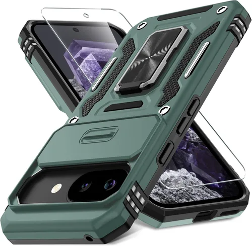 Miniatura 41 de DEERLAMN Funda para Google Pixel 8 con cubierta deslizante para cámara + protector de pantalla (1 paquete), soporte de anillo giratorio grado