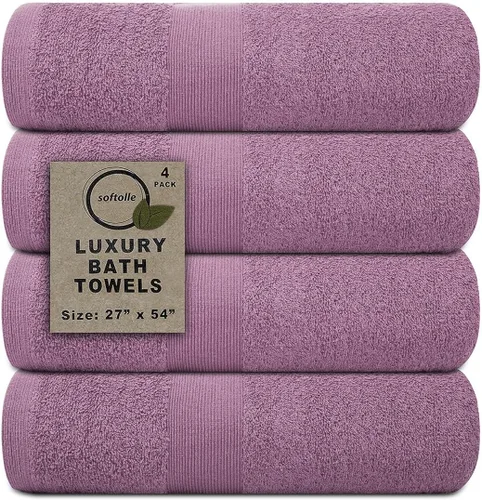 Miniatura 12 de Juego de 4 toallas de baño de lujo (27 x 54 pulgadas), toallas para baño, súper suaves, toallas altamente absorbentes para el hogar, spa, gimnasio