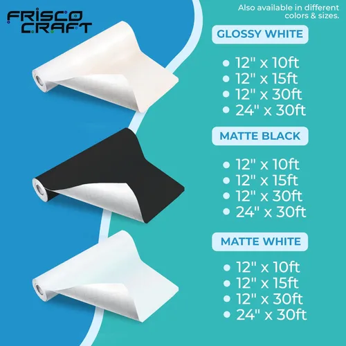 Miniatura 7 de Frisco Craft Rollo de vinilo permanente blanco mate, vinilo permanente para exteriores, resistente al agua y a la intemperie, con respaldo