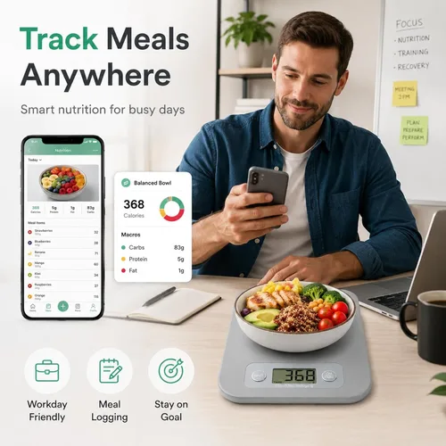 Miniatura 3 de URAMAZ Báscula de alimentos con calculadora nutricional, báscula digital de alimentos para báscula de cocina gramos y onzas, báscula inteligente