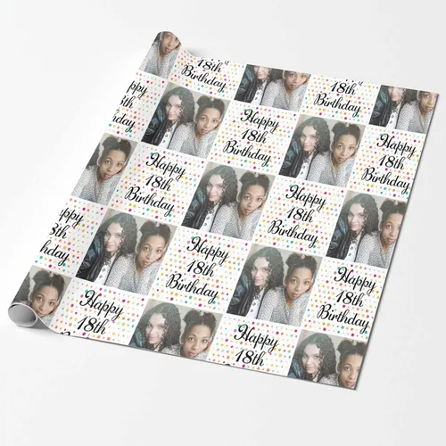 Miniatura 2 de M YESCUSTOM Personalized Birthday Wrapping Paper with Picture Age Custom 1st 18th 30th 40th 50th 60th Happy Birthday Gift Wrapping Paper Roll