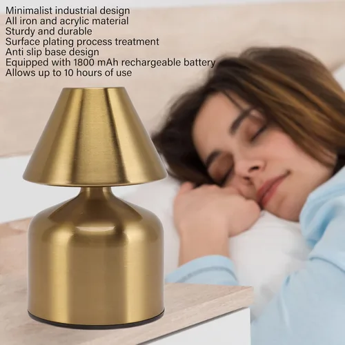 Miniatura 3 de Focket Lámpara de mesa inalámbrica, 3 colores de atenuación continua USB recargable, lámpara de escritorio LED de 1800 mAh, funciona
