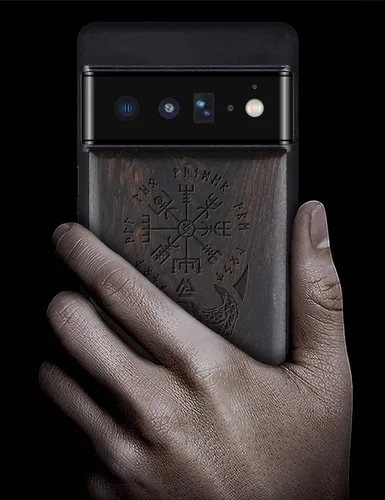 Miniatura 2 de Carveit Funda de madera para Pixel 6 Pro [madera real y TPU suave] a prueba de golpes, híbrida, cubierta de madera única y elegante compatible