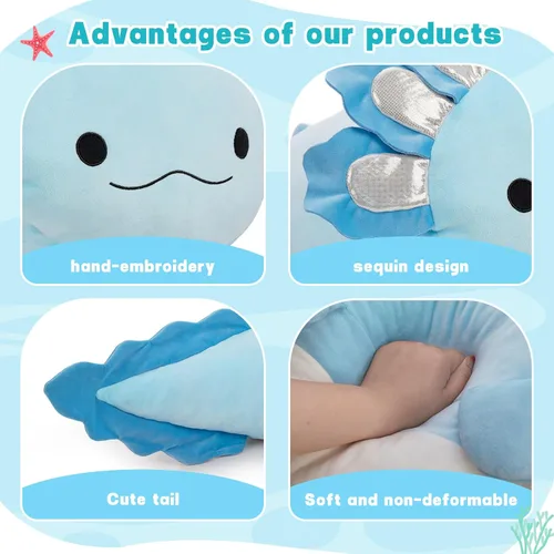 Miniatura 2 de BENINY Juguete de Peluche Grande de Ajolote Azul, Animal de Peluche Gigante de Ajolote de 39", Juguetes Grandes Regalo para Niñas Niños, Almohada