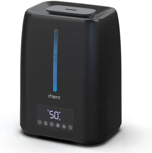 Humidificador ultrasónico de 6L con llenado superior - Niebla fría y cálida para dormitorio, bebé, habitaciones grandes y plantas, control Negro