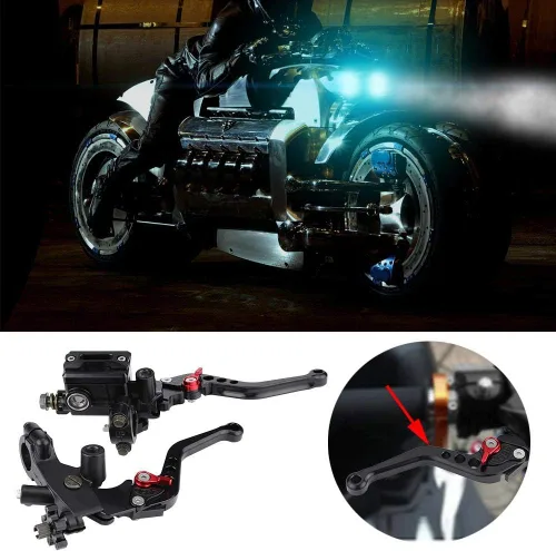 Miniatura 2 de Fydun 1 par de palancas universales de depósito de cilindro maestro de embrague de freno de motocicleta de 7/8 pulgadas, 0.866 in, juego izquierdo