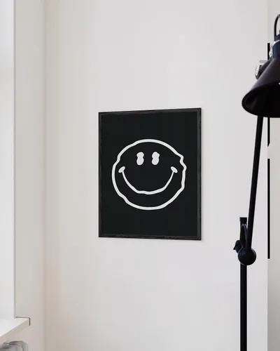 Miniatura 5 de HAUS AND HUES Arte de pared negro, arte de cara sonriente, póster en blanco y negro, imagen de cara sonriente, póster de cara sonriente, decoración