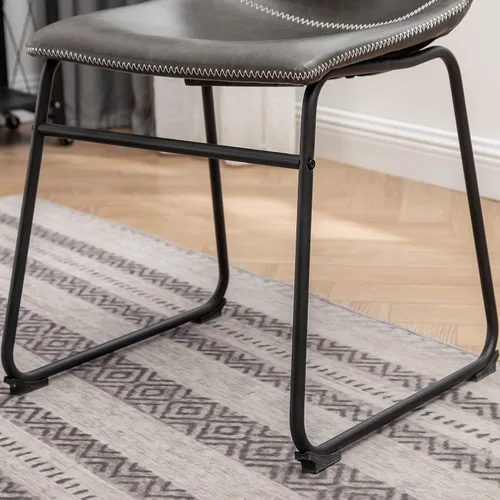 Miniatura 7 de Roundhill Furniture Aryven - Juego de comedor industrial de 7 piezas con mesa rústica de pino oscuro y 6 sillas de piel sintética, color gris