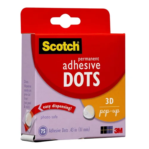 Miniatura 2 de Scotch Puntos adhesivos, permanentes, 75 unidades, ideales para hacer tarjetas y álbumes de recortes (010-75PU)