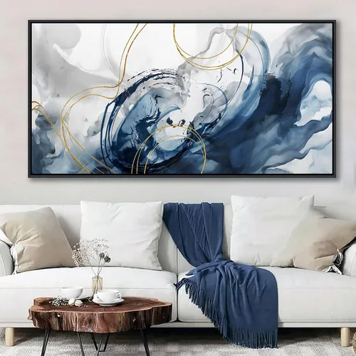 Miniatura 15 de Mofutinpo Arte de Pared en Lienzo Azul Decoración de Pared Abstracta Moderna para Sala de Estar Cuadros Contemporáneos para Decoración de Pared