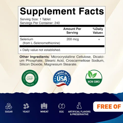 Miniatura 2 de Vitamatic Selenio sin levadura 200mcg como suplemento de selenometionina mineral traza esencial con absorción superior, 240 tabletas