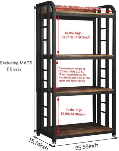 Miniatura 2 de Soporte para horno microondas con almacenamiento de 4 niveles, soporte independiente para horno microondas con barra de café, estantes ajustables