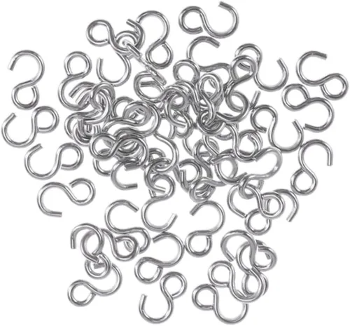100 ganchos de acero inoxidable en forma de S, conectores de metal versátiles para manualidades, joyería colgante, llaveros y organización del hogar