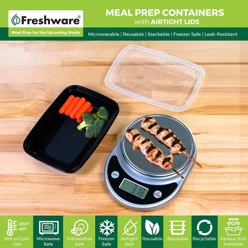 Miniatura 2 de Freshware - Recipientes para comida preparada, 150 unidades, 1 compartimento para almacenar comida, contenedores con tapas, caja Bento, libre
