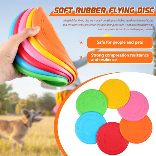 Miniatura 3 de Syhood 6 discos voladores para perros de goma suave para entrenamiento de perros, discos voladores para jugar al aire libre, para jardín