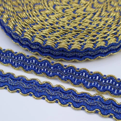 Miniatura 7 de Cinta de encaje dorada de 13 yardas, borde metálico para costura, manualidades, accesorios de ropa (borgoña)