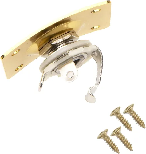 Miniatura 4 de 6 piezas Yootones Square Jack placa de salida de guitarra bajo Jack Socket compatible con piezas de guitarra eléctrica accesorios (dorado)