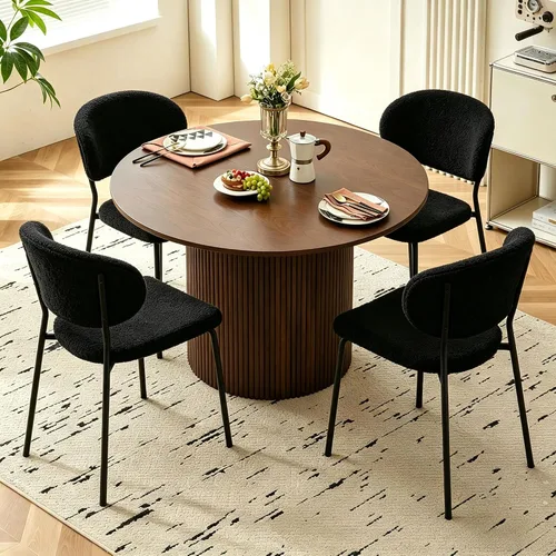Miniatura 8 de Homedot Juego de 2 sillas de comedor tapizadas negras, modernas sillas de cocina de mediados de siglo tapizadas con cojín acolchado para comedor
