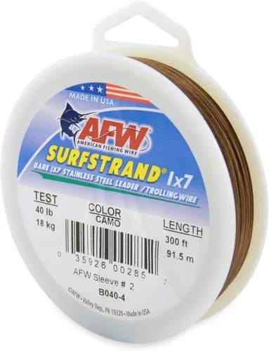 Miniatura 52 de Surfstrand Bare 1x7 Cable Líder de Acero Inoxidable - Línea Líder de Pesca para Agua Salada, 20lb Test - 325lb Test en Brillante, Camuflaje