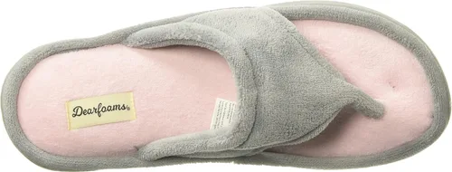 Miniatura 5 de Pantuflas Dearfoams Melanie de microfibra, con color combinado, con tira, para mujer
