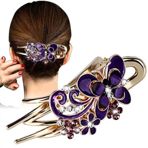 Pinza de pelo trenzada con piedra de cristal brillante, pasador de pelo de gran tamaño con diamantes de imitación, accesorio de mariposa para el