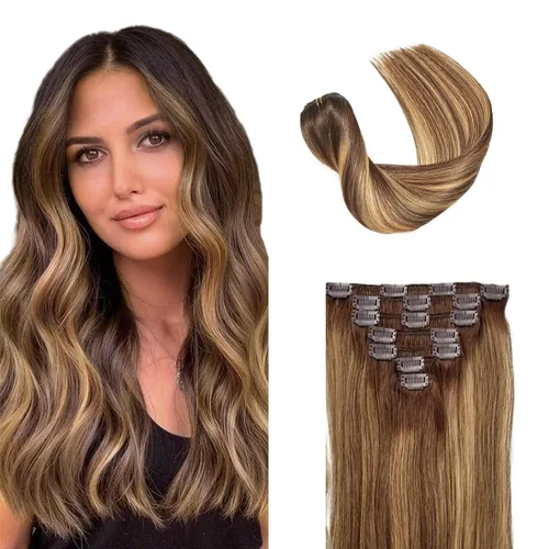 Miniatura 9 de SIYUSI Extensiones de cabello humano real con pinzas, 100% cabello humano Remy brasileño, invisibles y aptas para el cuero cabelludo, color negro