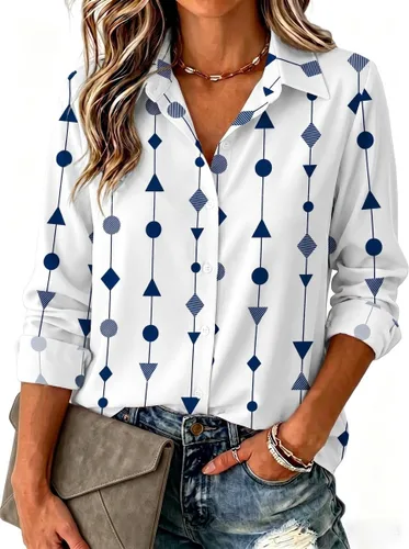 Miniatura 21 de Zeagoo Blusa para mujer, de manga larga, con botones, casual, ligera, lisa/estampada