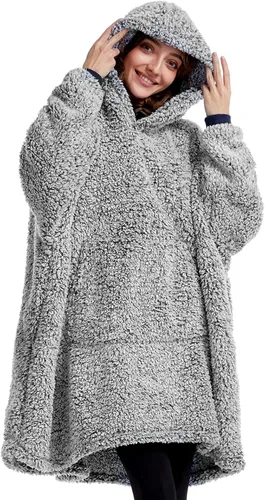 Manta de sherpa acogedora con capucha para adultos, mujeres, hombres y niños, idea de regalo, manta con capucha, manta de gran tamaño, súper cálida,