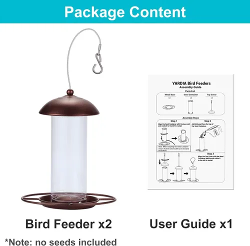 Miniatura 5 de Paquete de 2 comederos anchos de metal para pájaros, comedero colgante para pájaros al aire libre con capacidad de 1.6 libras, cordón de alambre