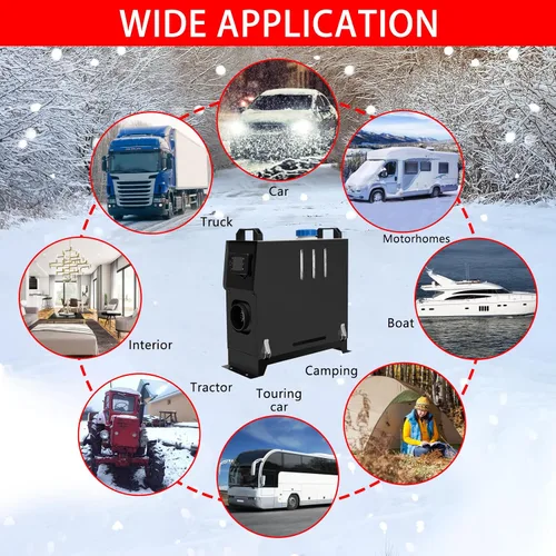 Miniatura 5 de Calentador de estacionamiento diésel de 12 V 8000 W, calentador de aire diésel de 8KW, calentador diésel, control remoto con interruptor LCD