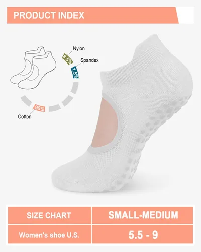 Miniatura 6 de 6 pares de calcetines de agarre de pilates para mujer, calcetines atléticos antideslizantes para yoga, barre, ballet, descalzo, entrenamiento
